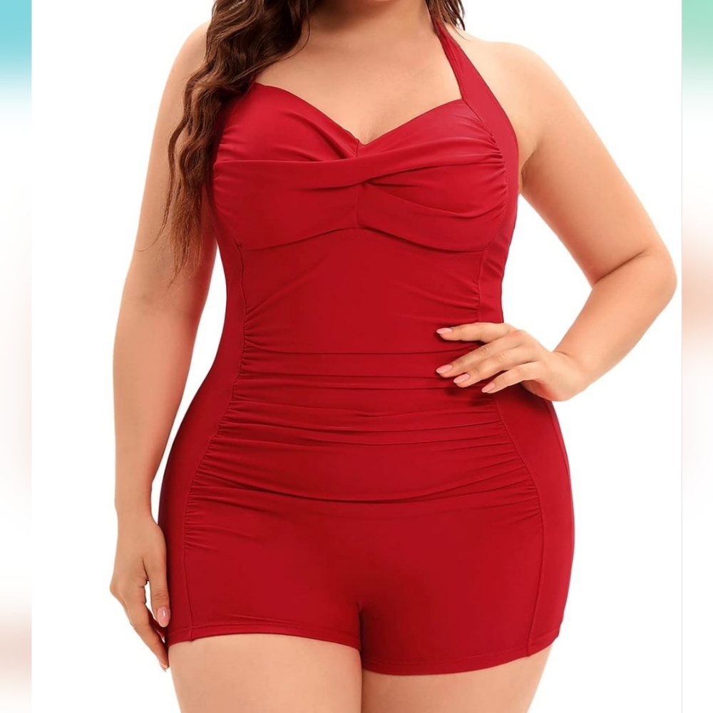 NWOT Red Halter One-Piece Swimsuit